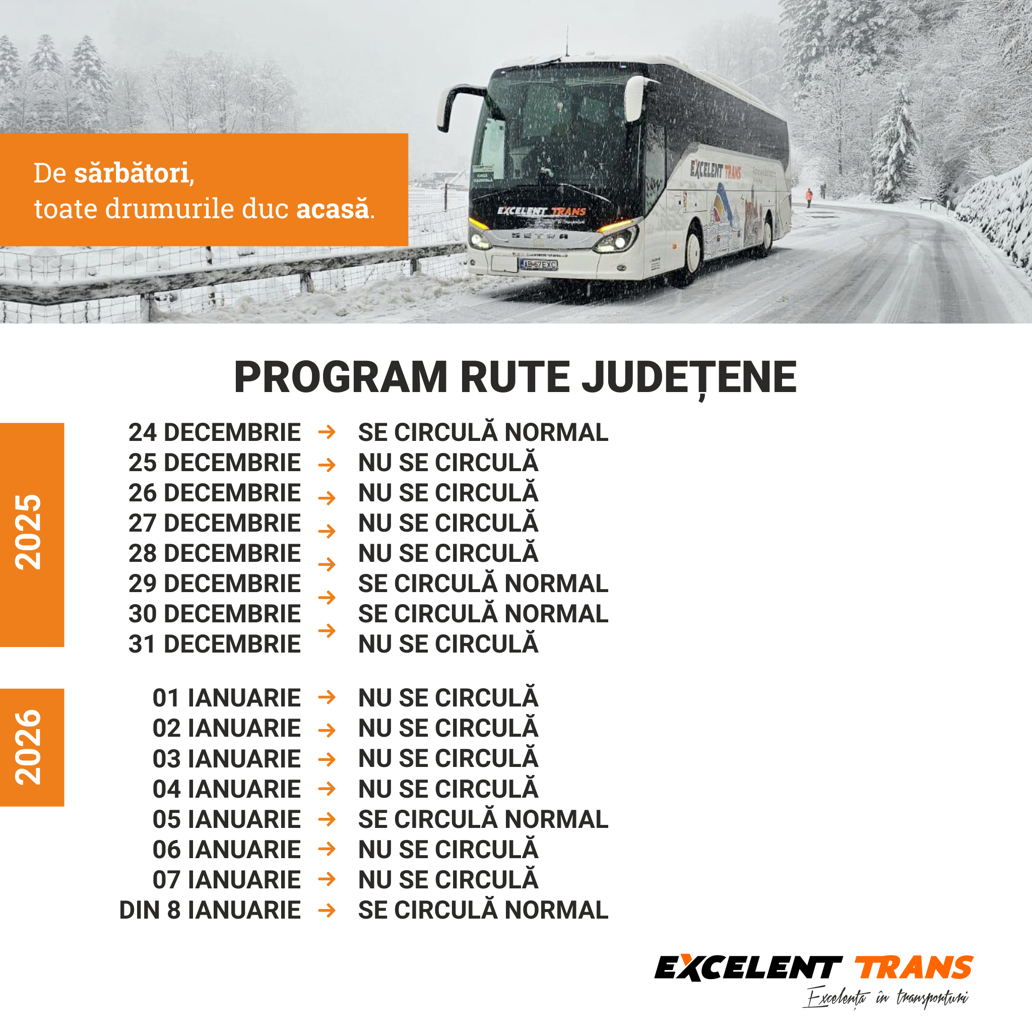 Program Craciun si Sarbatori de iarna Excelent Trans 2025